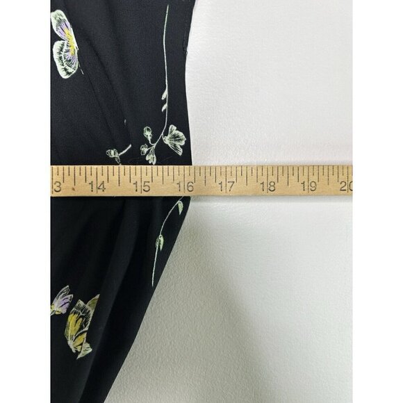 Lauren Conrad Dress Black Floral Short Sleeve & Back Neck Tie Size Medium - Picture 4 of 9